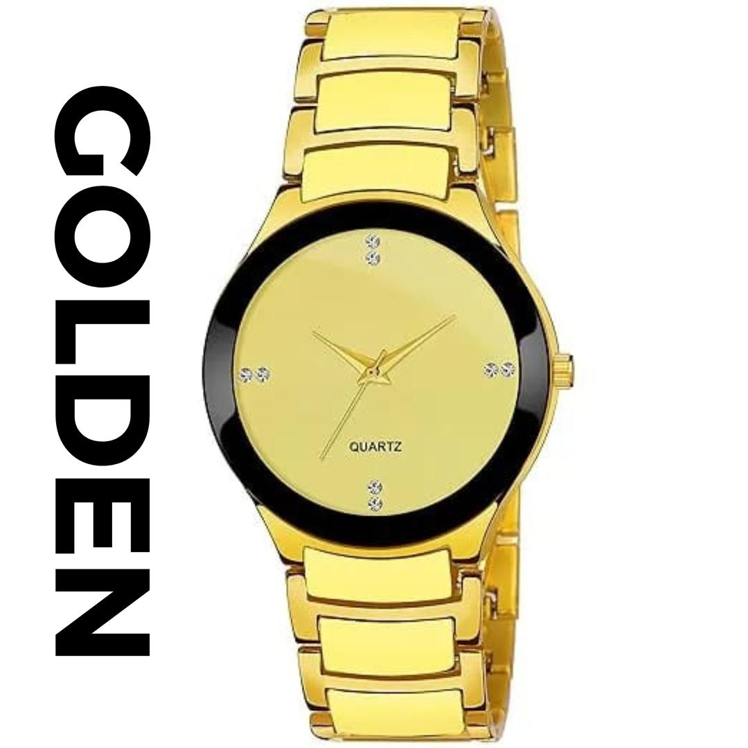 Black Men's Quartz Chain Strap Watch with Rose Gold Hands