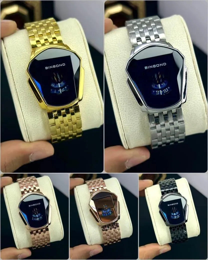 Unisex Multicolor Digital Display Watch - 1 Pc Stylish Brass Chain Strap