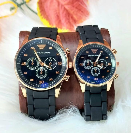 Stainless Steel Couple Watches Black Rose Gold