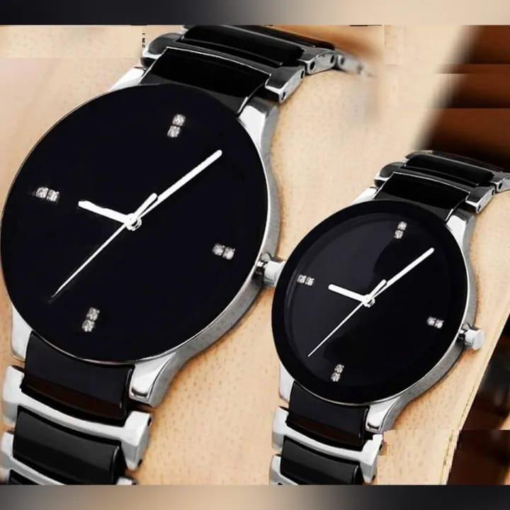 Stylish Unisex Couple Watches Set of 2 Silver Quartz