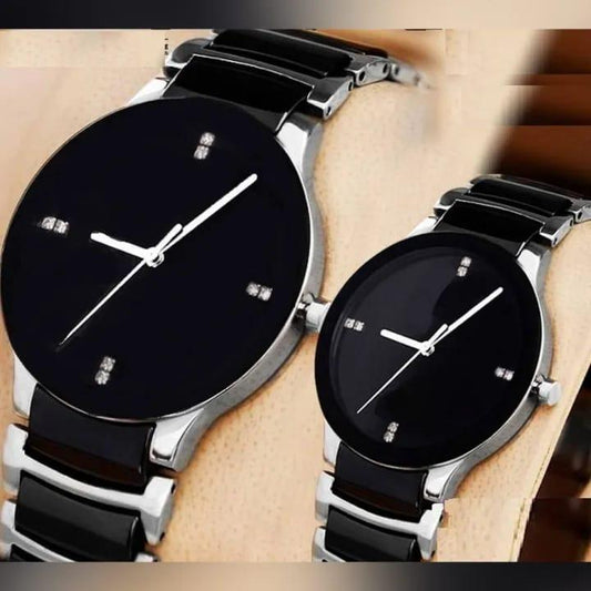Stylish Unisex Couple Watches Set of 2 Silver Quartz