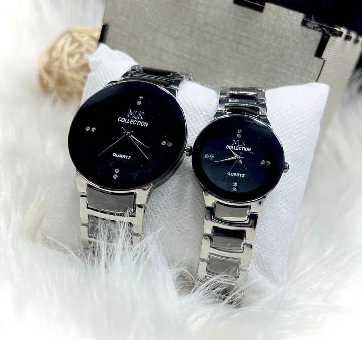 Stylish Unisex Couple Watches Set of 2 Silver Quartz