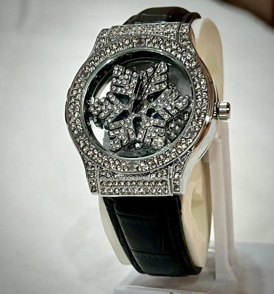 European Trend Viral Snowflake Crystal Watch – Black Version